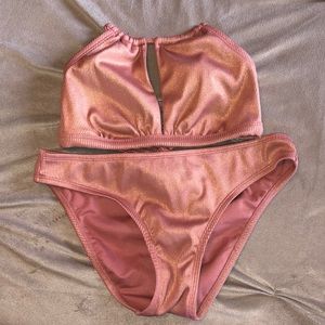 Metallic pink w/ gold shade bathing suit
